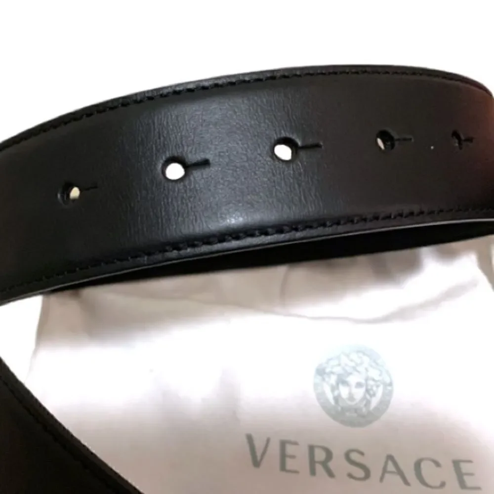 VERSACE Brushed Gold Medusa Head Buckle Belt